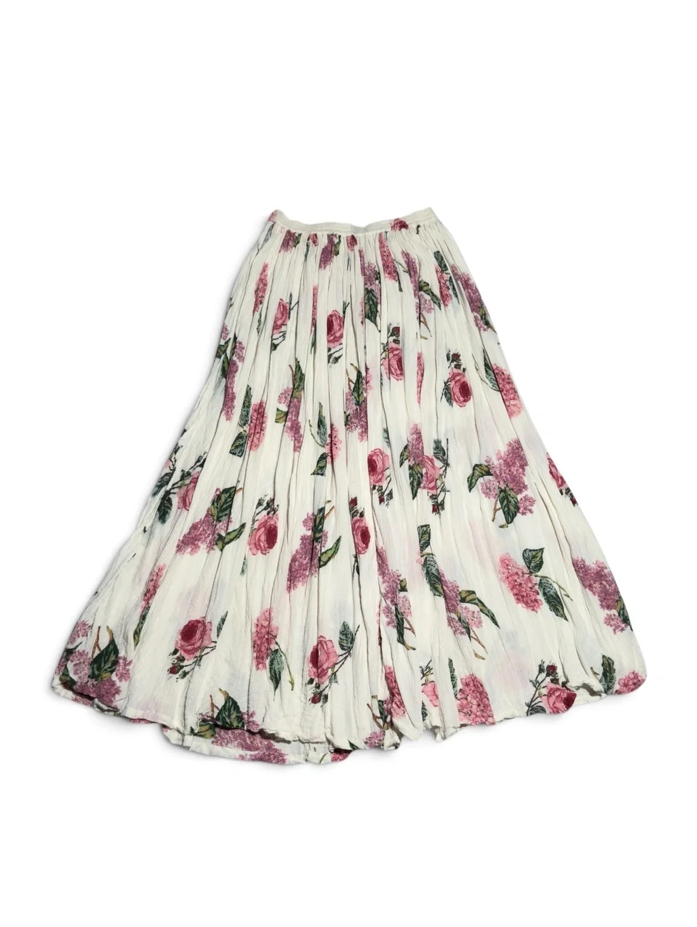 Vintage Styleworks Floral Print Pleated Rayon Midi Skirt Size Medium